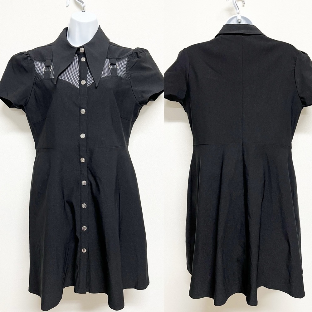 Killstar Black Gothic Button-Front Mini Dress